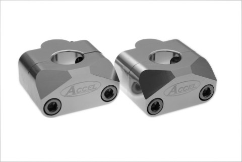 ACCEL MOCOWANIE/PODWYŻKI KIEROWNICY (DÓŁ-22,2/GÓRA-28,6MM) WYS. 20MM KOLOR SREBRNY (BM-01SV22/28)