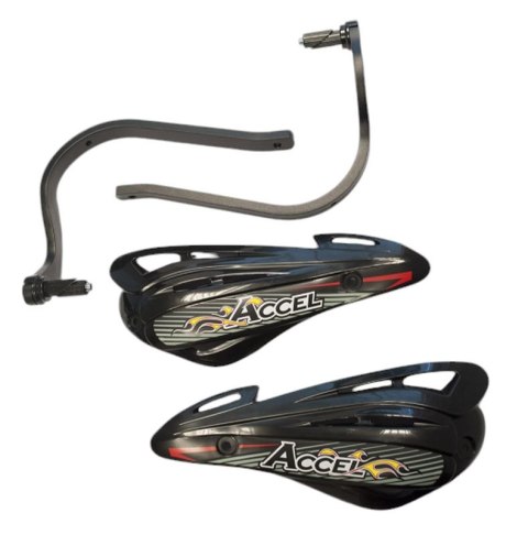 ACCEL OSŁONY RĄK (HANDBARY) Z MOCOWANIEM ALUMINIOWYM ATV (22+28MM) (ALU-CZARNY, PLASTIK-CZARNY)