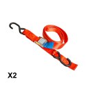 BIKETEC 2 PASY TRANSPORTOWE 38MM X 2M OBCIĄŻENIE DO 300KG, 2 PASY, KOLOR CZERWONY