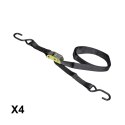 BIKETEC KOMPLET 4 PASÓW TRANSPORTOWE 25MM X 2M OBCIĄŻENIE DO 200KG, 4 PASY, KOLOR CZARNY