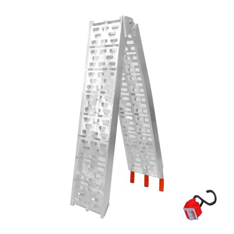 BIKETEC UNIWERSALNA RAMPA NAJAZDOWA ALUMINIOWA AŻUROWA MOTOCYKL / ATV 226 X 30,5 CM, MAX. 340 KG KOLOR SREBRNY