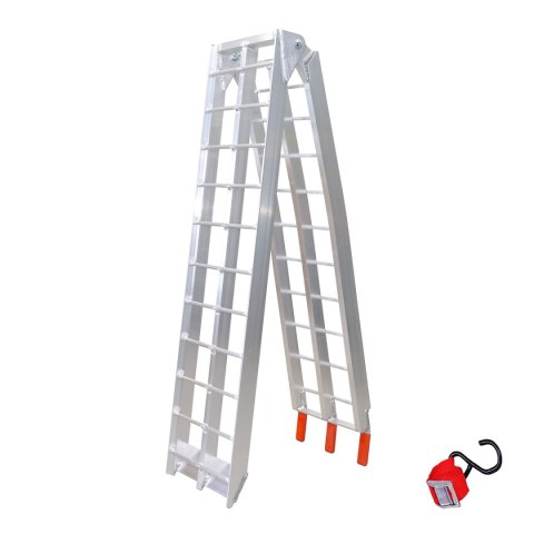 BIKETEC UNIWERSALNA RAMPA NAJAZDOWA ALUMINIOWA KRATOWNICOWA MOTOCYKL / ATV 226 X 30,5 CM, MAX. 340 KG KOLOR SREBRNY