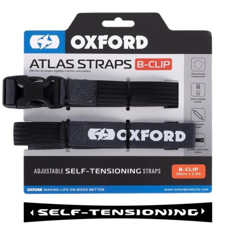 OXFORD PASY TRANSPORTOWE ATLAS B-CLIP 26mm x 2M 2 SZTUKI W ZESTAWIE KOLOR SZARY