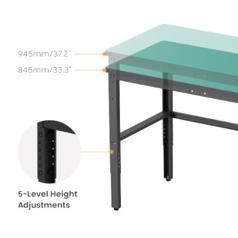 BIKETEC STÓŁ WARSZTATOWY BLAT GRUBOŚĆ 25MM 1500MM X 600MM REGULACJA WYSOKOŚCI 845~945mm