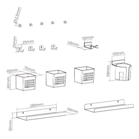 BIKETEC ZESTAW UCHWYTÓW TYP 1 DO ORGANIZERA NA BIURKO WARSZTATOWE KOLOR CZARNY