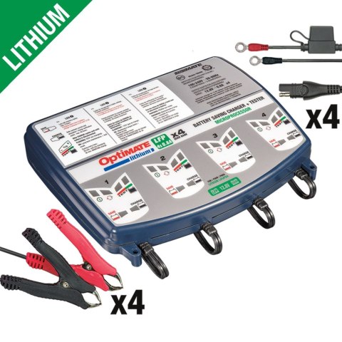 OPTIMATE 2026/01 ŁADOWARKA AKUMULATORÓW OPTIMATE LITHIUM 4S 12.8V / 13.2V 0.8A, 1-10AH, LIFEPO4 / LFP, SAE QUAD BANK ( NA 4 AKUM