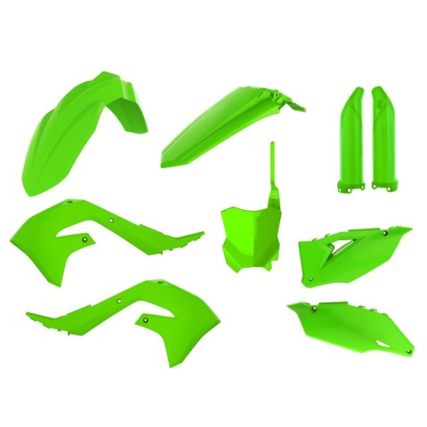 POLISPORT KOMPLET PLASTIKÓW KAWASAKI KXF 250 '21-'24; KXF 450 '19-'23 W ZESTAWIE TABLICA PRZEDNIA (8665900006) I OSŁONY AMORTYZA