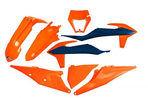 UFO KOMPLET PLASTIKÓW KTM EXC 125 '20-'21, EXC 250 / 300 TPI '20-'23, EXC-F 250 / 350 / 450 / 500 '20-'23 Z OSŁONĄ LAMPY KOLOR O