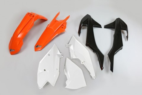 UFO KOMPLET PLASTIKÓW KTM EXC/EXC-F TPI '17-'19, KOLOR OEM '18 OEM (POMARAŃCZOWY/CZARNY/BIAŁY) (KT518E999W)