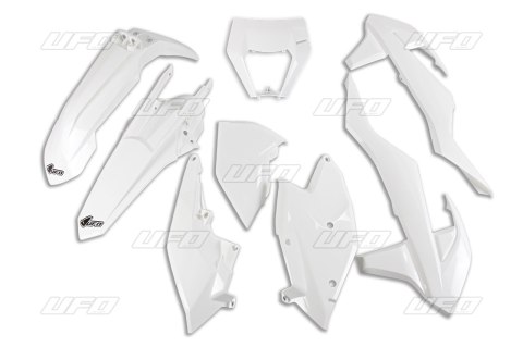 UFO KOMPLET PLASTIKÓW KTM EXC/EXC-F TPI '17-'19 Z OSŁONĄ LAMPY KOLOR BIAŁY (KT523E047)