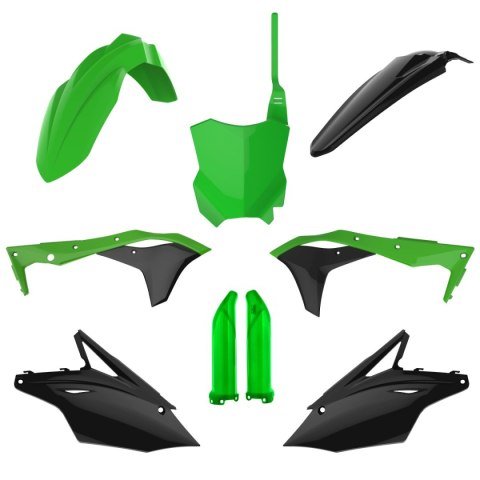 POLISPORT KOMPLET PLASTIKÓW (FULL KIT) KAWASAKI KX 250F '17-'20 W ZESTAWIE TABLICA PRZEDNIA (8665900001) I OSŁONY AMORTYZARORÓW 
