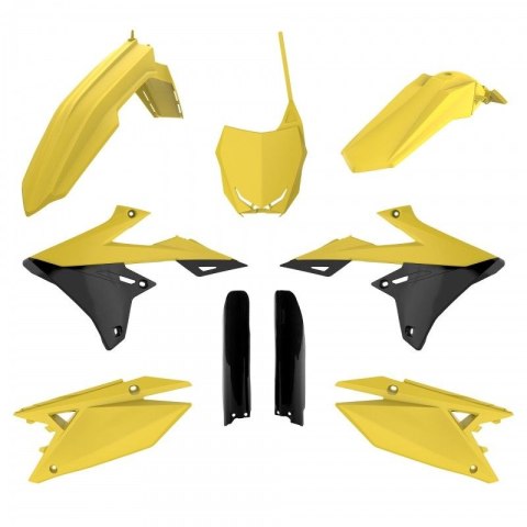 POLISPORT KOMPLET PLASTIKÓW (FULL KIT) SUZUKI RMZ 250 '19-'26; RMZ 450 '18-'26 W ZESTAWIE TABLICA PRZEDNIA (8666100002) I OSŁONY