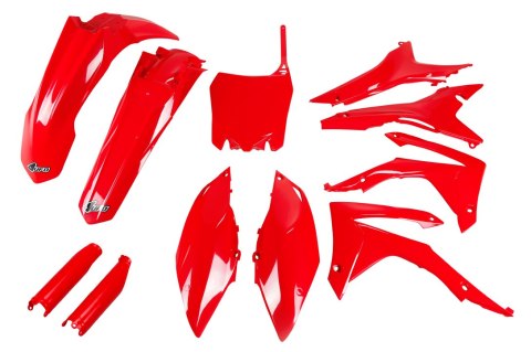 UFO KOMPLET PLASTIKÓW (FULL KIT) Z OSŁONAMI TELESKOPÓW (AMORTYZATORÓW) HONDA CRF 250R 14-17, CRF 450R 13-16 Z OSŁONAMI FILTRA PO