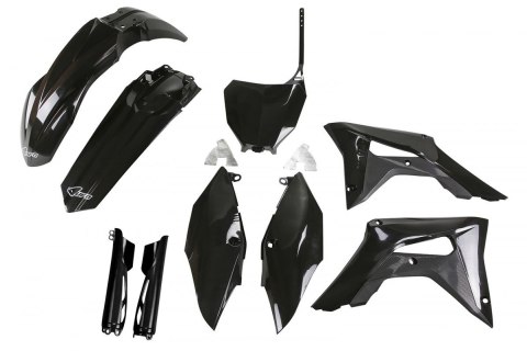 UFO KOMPLET PLASTIKÓW (FULL KIT) Z OSŁONAMI TELESKOPÓW (AMORTYZATORÓW) HONDA CRF 250R '18-'21, CRF 450R '17-'20 KOLOR CZARNY(HO1