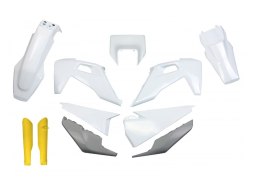 UFO KOMPLET PLASTIKÓW (FULL KIT) Z OSŁONAMI TELESKOPÓW (AMORTYZATORÓW) HUSQVARNA TX / TE 125 / 150 / 250 / 300 '20-'22, FE 250 /