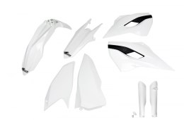 UFO KOMPLET PLASTIKÓW (FULL KIT) Z OSŁONAMI TELESKOPÓW (AMORTYZATORÓW) HUSQVARNA TE/FE 125/250/300/350/450 '15-'16 KOLOR BIAŁY (