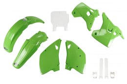 UFO KOMPLET PLASTIKÓW (FULL KIT) Z OSŁONAMI TELESKOPÓW (AMORTYZATORÓW) KAWASAKI KX 125 / 250 '92 KOLOR OEM (ZIELONY/BIAŁY) (KA19
