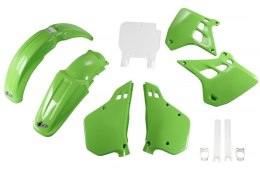 UFO KOMPLET PLASTIKÓW (FULL KIT) Z OSŁONAMI TELESKOPÓW (AMORTYZATORÓW) KAWASAKI KX 250 '90-'91, KOLOR OEM (ZIELONY/BIAŁY) (KA188