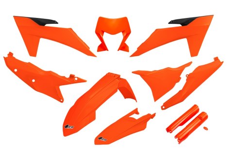 UFO KOMPLET PLASTIKÓW (FULL KIT) Z OSŁONAMI TELESKOPÓW (AMORTYZATORÓW) KTM EXC 150 / 250 / 300 TBI '24-'25, EXC-F 250 / 350 / 45