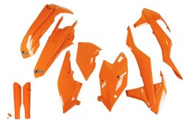 UFO KOMPLET PLASTIKÓW (FULL KIT) Z OSŁONAMI TELESKOPÓW (AMORTYZATORÓW) KTM EXC/EXC-F TPI '17-'19, KOLOR POMARAŃCZOWY (KT518E127)