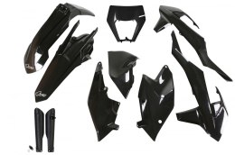 UFO KOMPLET PLASTIKÓW (FULL KIT) Z OSŁONAMI TELESKOPÓW (AMORTYZATORÓW) KTM EXC/EXC-F TPI '17-'19 Z OSŁONĄ LAMPY KOLOR CZARNY (KT