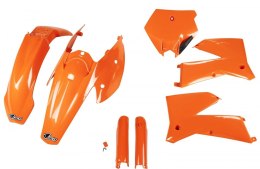 UFO KOMPLET PLASTIKÓW (FULL KIT) Z OSŁONAMI TELESKOPÓW (AMORTYZATORÓW) KTM SX '05-'06, EXC '05-'07 KOLOR POMARAŃCZOWY (KT503E127