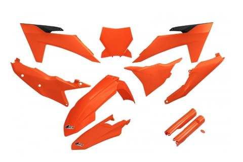 UFO KOMPLET PLASTIKÓW (FULL KIT) Z OSŁONAMI TELESKOPÓW (AMORTYZATORÓW) KTM SX 125 / 250 / 300 TBI '23-'24, SX-F 250 / 350 / 450 