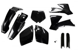 UFO KOMPLET PLASTIKÓW (FULL KIT) Z OSŁONAMI TELESKOPÓW (AMORTYZATORÓW) KTM SX-SXF '01-'02 KOLOR CZARNY