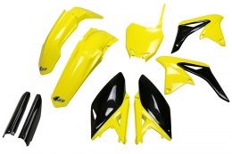 UFO KOMPLET PLASTIKÓW (FULL KIT) Z OSŁONAMI TELESKOPÓW (AMORTYZATORÓW) SUZUKI RMZ 250 '10-'18 KOLOR OEM '17 (ŻÓŁTY/CZARNY) (SU41
