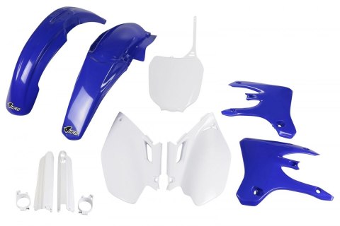 UFO KOMPLET PLASTIKÓW (FULL KIT) Z OSŁONAMI TELESKOPÓW (AMORTYZATORÓW) YAMAHA YZF 250 / 450 '03-'05 KOLOR OEM (BIAŁY/NIEBIESKI) 