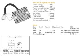 DZE REGULATOR NAPIĘCIA HONDA CBR 1100XX '99-'00 (31600-MAT-E01) (SH579C-12) (ESR684)