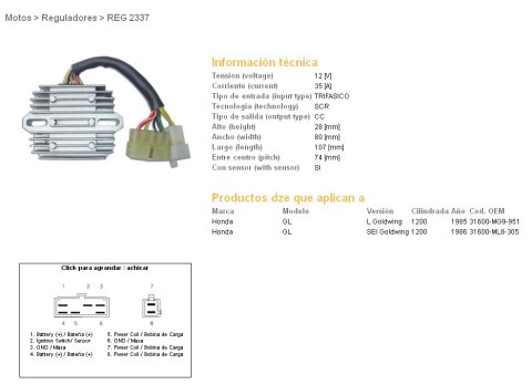 DZE REGULATOR NAPIĘCIA HONDA GL1200 SEI '85-'87 (WTRYSKOWY) (31600-MG9-951, 31600-ML8-305) (ESR570)