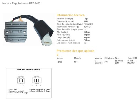 DZE REGULATOR NAPIĘCIA HONDA NT 700V DEAUVILLE '06-'11 (31600-MEW-921) MOSFET (50A)