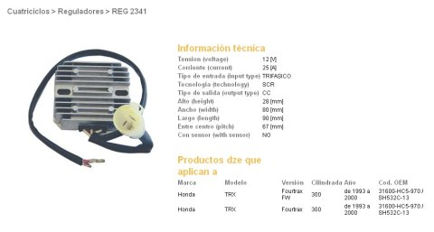 DZE REGULATOR NAPIĘCIA HONDA TRX 300 FW FOURTRAX '93-'00 (31600-HC5-970) (SH532C-13;ESR128)