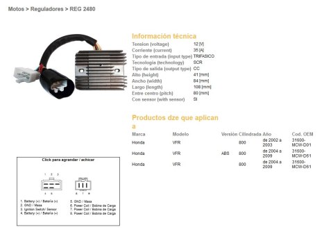 DZE REGULATOR NAPIĘCIA HONDA VFR 800 '02-'09 (35A) (31600-MCW-D61) (ESR438)