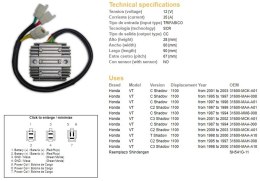 DZE REGULATOR NAPIĘCIA HONDA VT 1100C/C2/C3 SHADOW '87-'03 (35A) (31600-MAH-008) (ESR120) (SH541G-11)