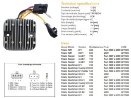 DZE REGULATOR NAPIĘCIA POLARIS SPORTSMAN EFI 500/700/800; RANGER EFI 500/700/800 (12V/35A) (4012384, 4011569, 4011925) (ESR826)