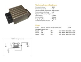 DZE REGULATOR NAPIĘCIA SUZUKI DR 250 '90-'93; DR 350 '90-'99; RMX 250 '89-'98 (32500-14D00) 12V/8A