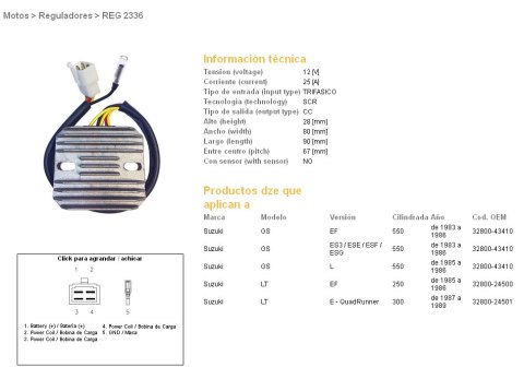 DZE REGULATOR NAPIĘCIA SUZUKI GS 550E/L '83-'86; GSX 550E '85-'87; LT 250EF QUADRUNNER '85-'87; LT 300E QUADRUNNER '87-89 (ESR11