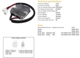 DZE REGULATOR NAPIĘCIA SUZUKI GSXR 1300 HAYABUSA '08-'12; B-KING 1300 '08-'12 (50A) (OEM:32800-15H10)