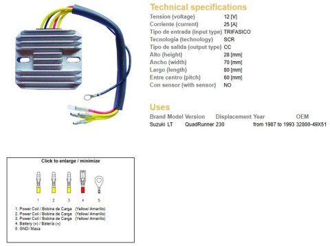 DZE REGULATOR NAPIĘCIA SUZUKI LT 230 QUAD RUNNER '87-93 (32800-49X51)