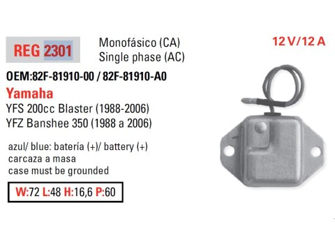 DZE REGULATOR NAPIĘCIA YAMAHA YFS 200 BLASTER '88-'06; YFZ 350 BANSHEE '88-'06 (SH588-12)