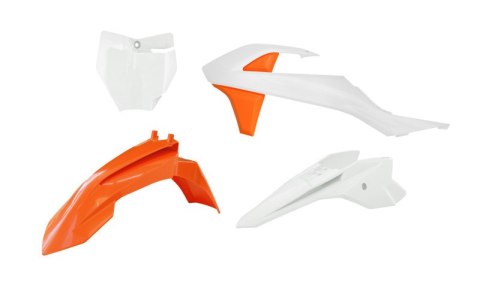 RACETECH (RTECH) KOMPLET PLASTIKÓW KTM SX 50 '16-'23, SX-E 3-5 '20-'24 KOLOR POMARAŃCZOWY / BIAŁY ( OEM '19-'22 )