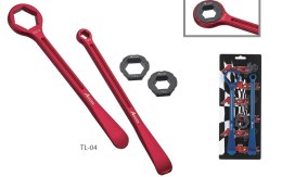 ACCEL KOMPLET ŁYŻEK DO OPON (23+24CM) ALU7075 KUTE Z KLUCZAMI 10,12,22,27,32 MM KOLOR POMARAŃCZOWY (ŁYŻKA DO OPON)